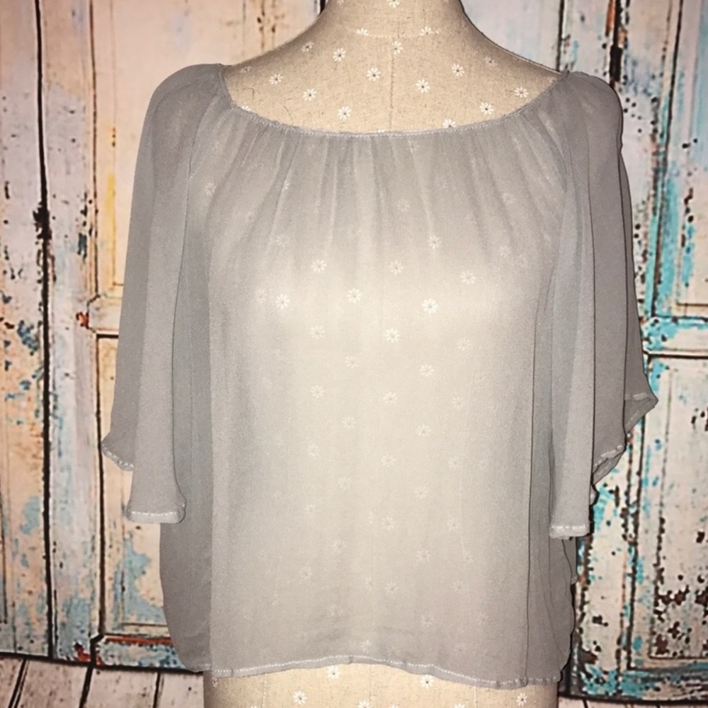 RED HAUTE~Sheer 100% Silk~Hi Low Batwing Top~L